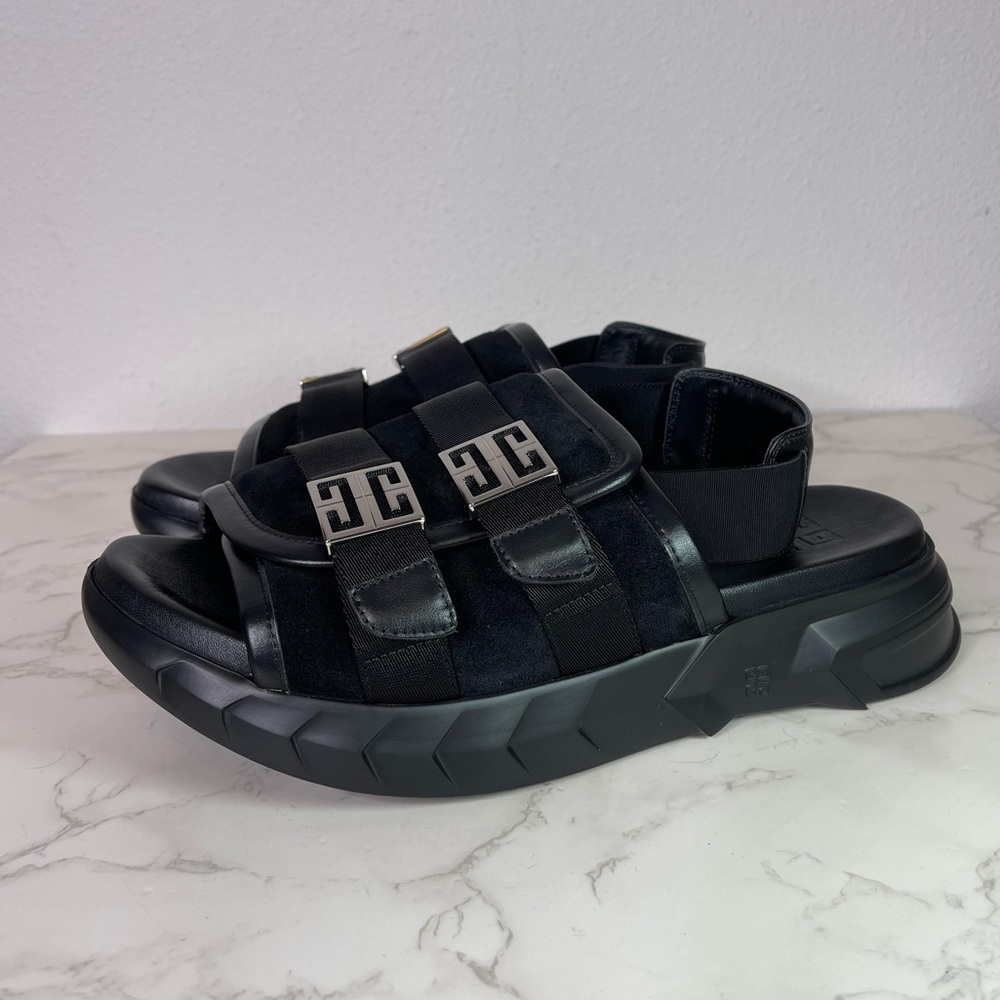 Givenchy Marshmallow 4G slingback sandals in black suede and leather 42